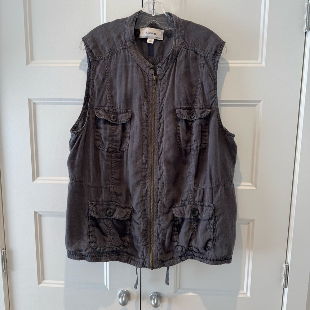 CASLON Charcoal Utility Vest - SIZE 1X